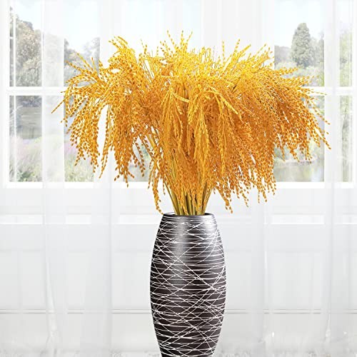 Fake Grain Plant Artificial Paddy Rice Flowers Natural Plants for Home Yellow