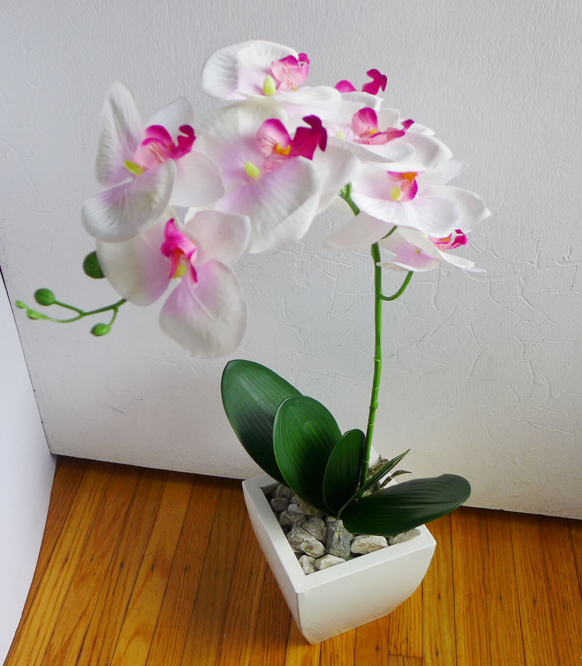 2 Pcs Artificial Butterfly Orchid Flower Plants With Leaves (#28-3)