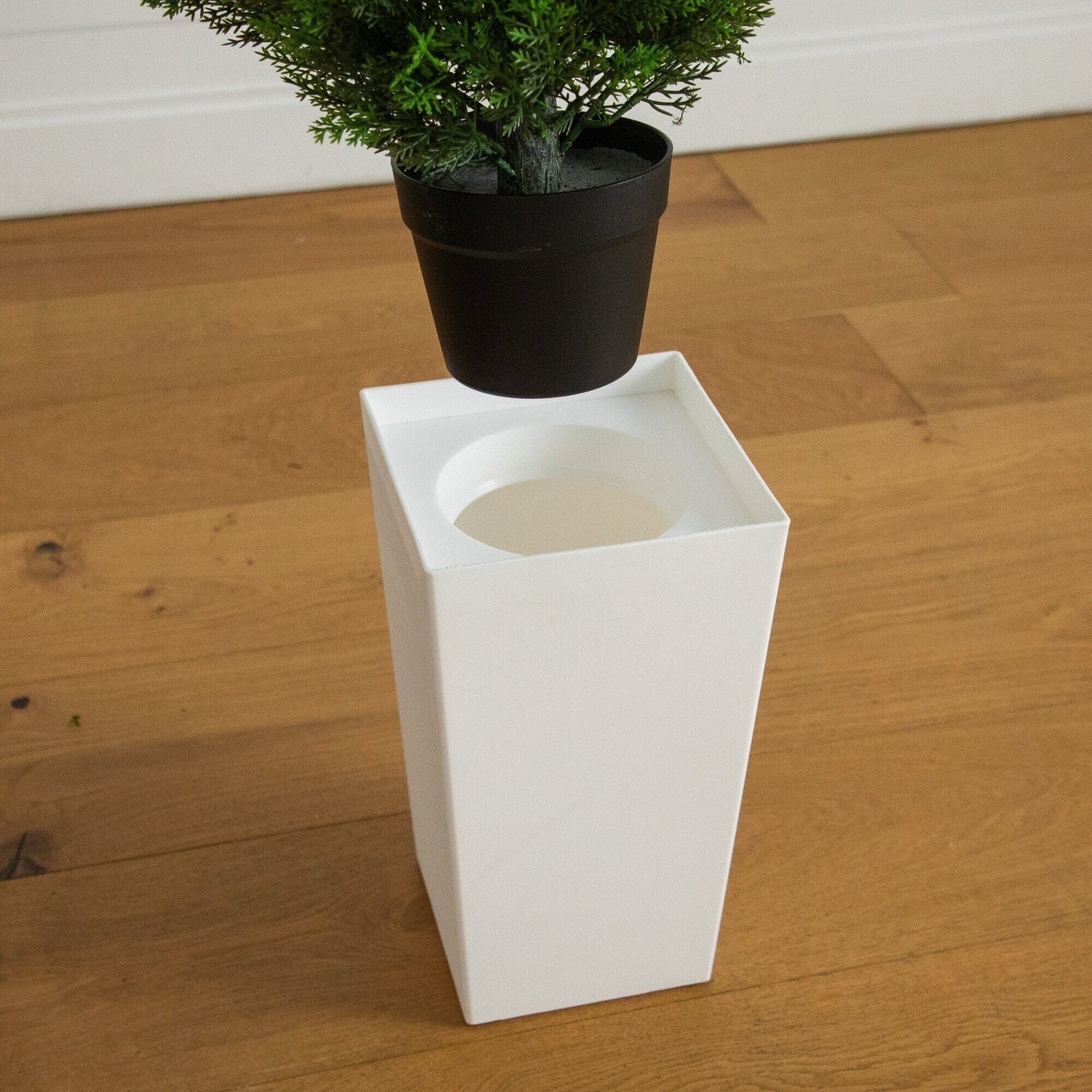 45″ UV Resistant Artificial Cedar Tree in White Planter Indoor/Outdoor