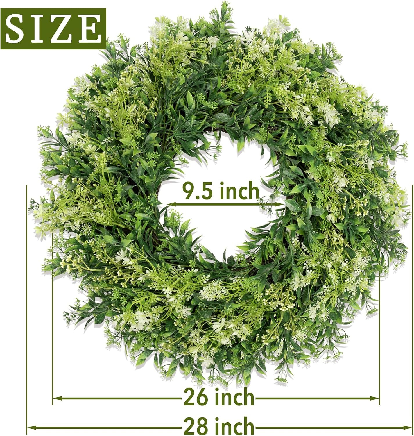 28 Inch Large Eucalyptus Wreaths for Front Door Artificial Green Leaves Greenery