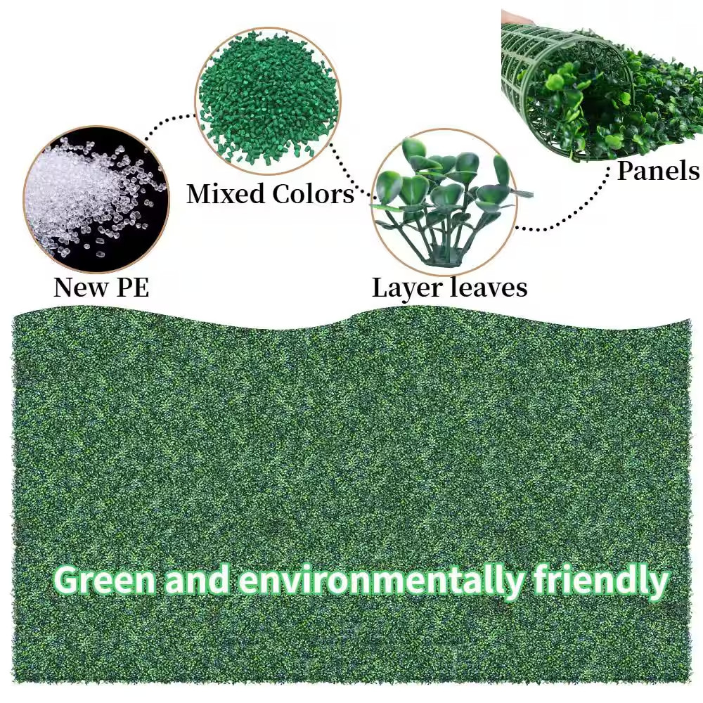 12- Pieces Artificial Grass Wall Panels 20 In. X 20 In. Boxwood Panels Topiary B