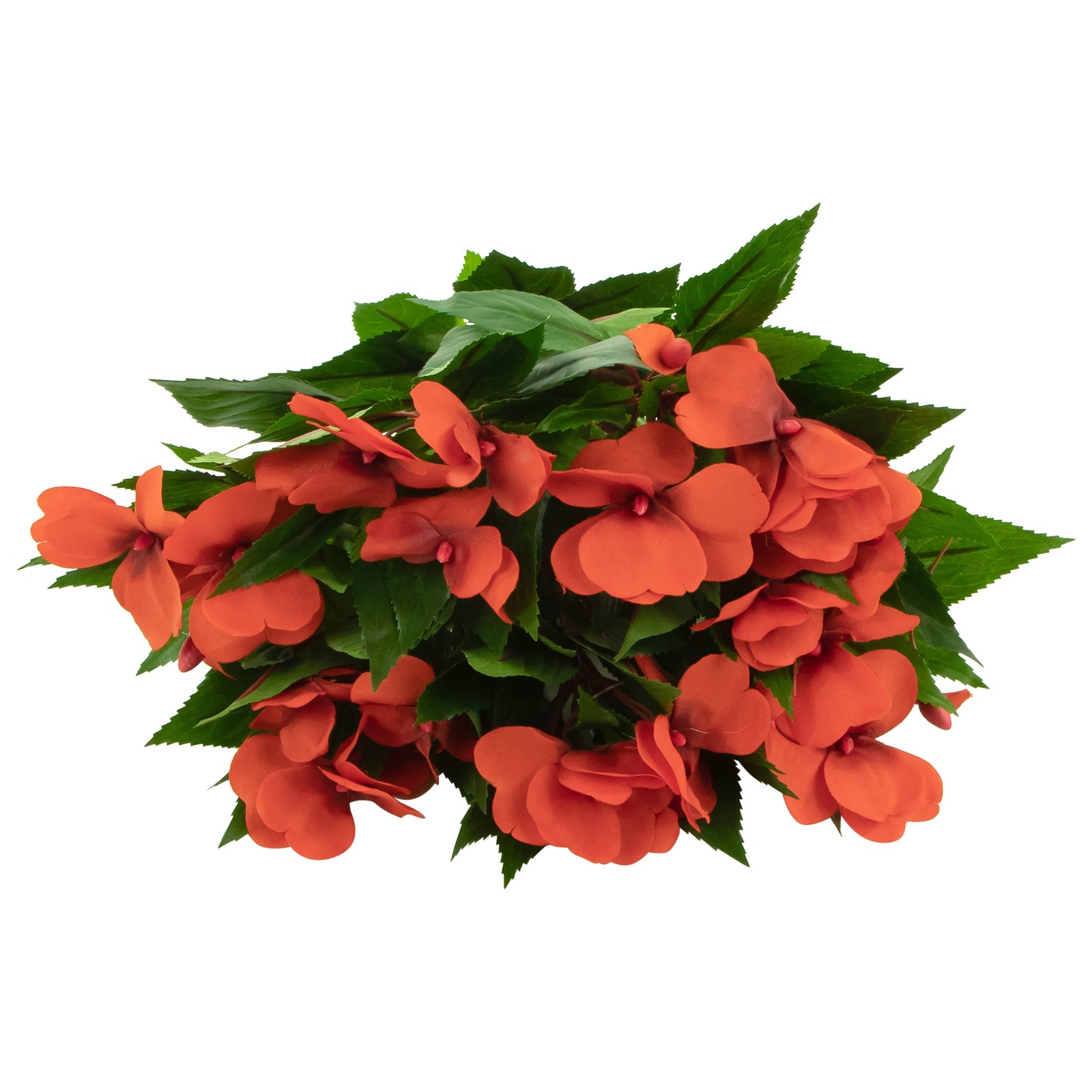 Allstate 13.7″ Red New Guinea Impatiens Artificial Floral Bush