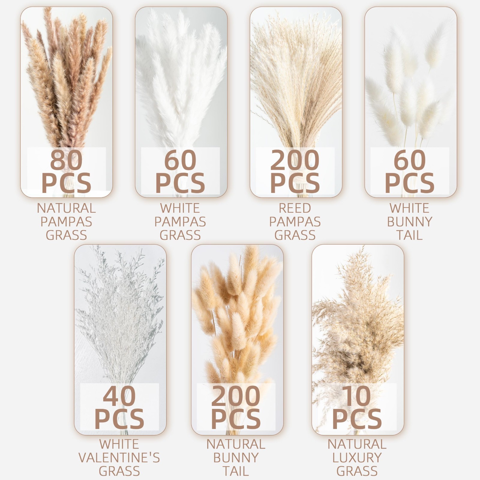 650PCS Dried Pampas Grass Bouquet – Boho Home Decor, Wedding Floral Arrangements