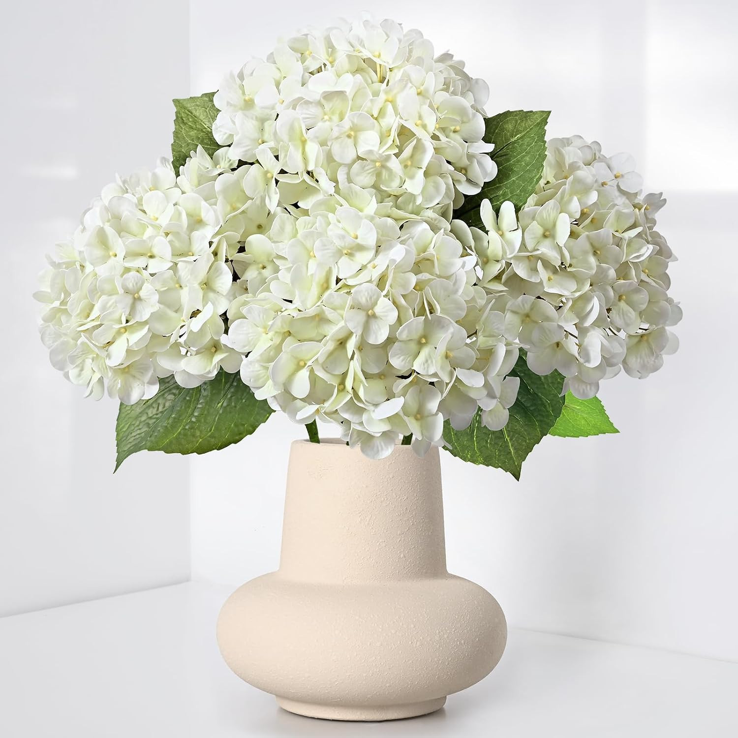 4PCS Hydrangea Artificial Flowers, Real Touch, 20″ Faux Hydrangea Flowers, Latex