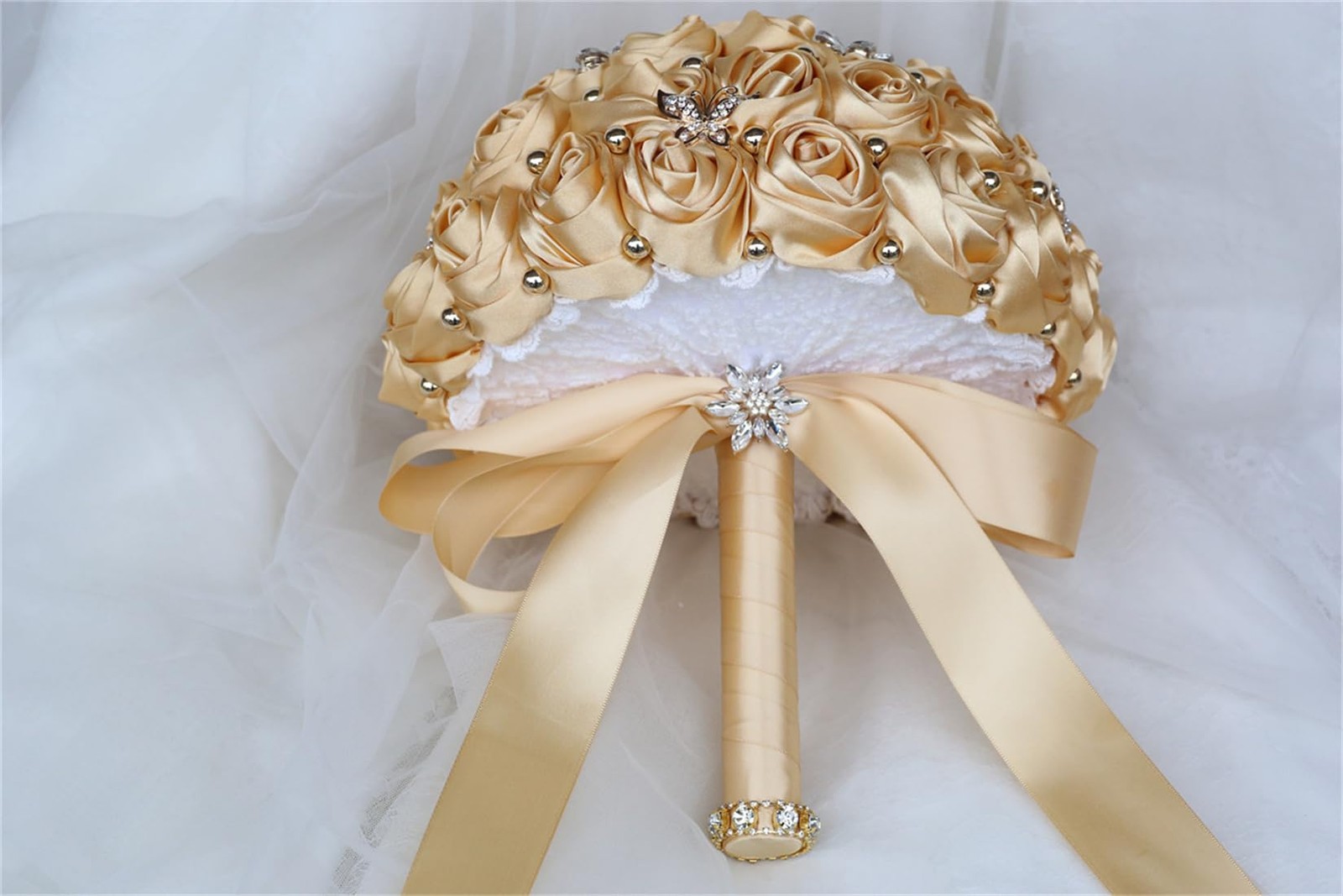 Handmade Rhinestone Bridal Bouquet Crystal Wedding Round Tossing Bouquet Arti…
