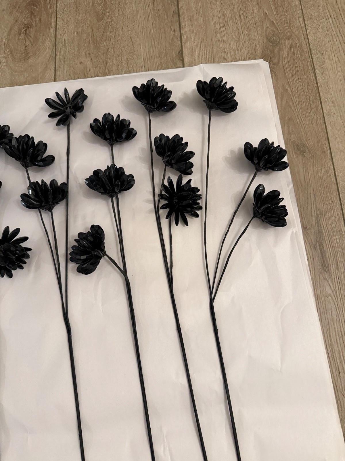 Black Daisy Beaded Flowers Long Stem