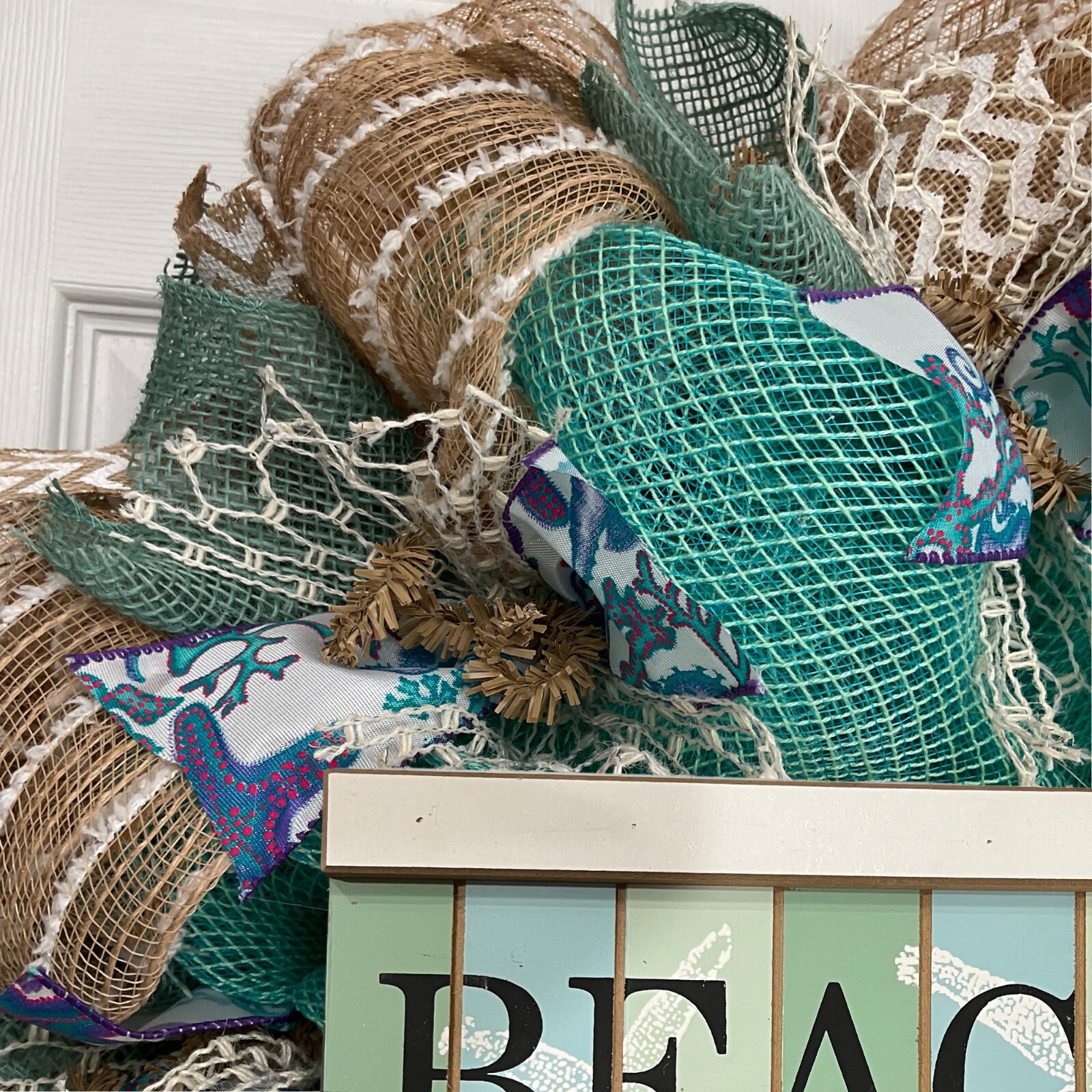 Beach Driftwood Welcome Wreath Handmade Deco Mesh 24 inch and 28 inch