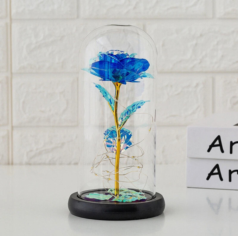Forever Galaxy Rose In Glass Dome Eternal LED Light Flower Valentine’s Day Gift.