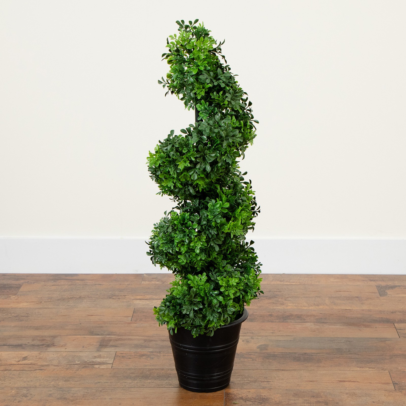 Nearly Natural 3ft UV Resistant Boxwood Spiral Topiary Tree in Planter in Green