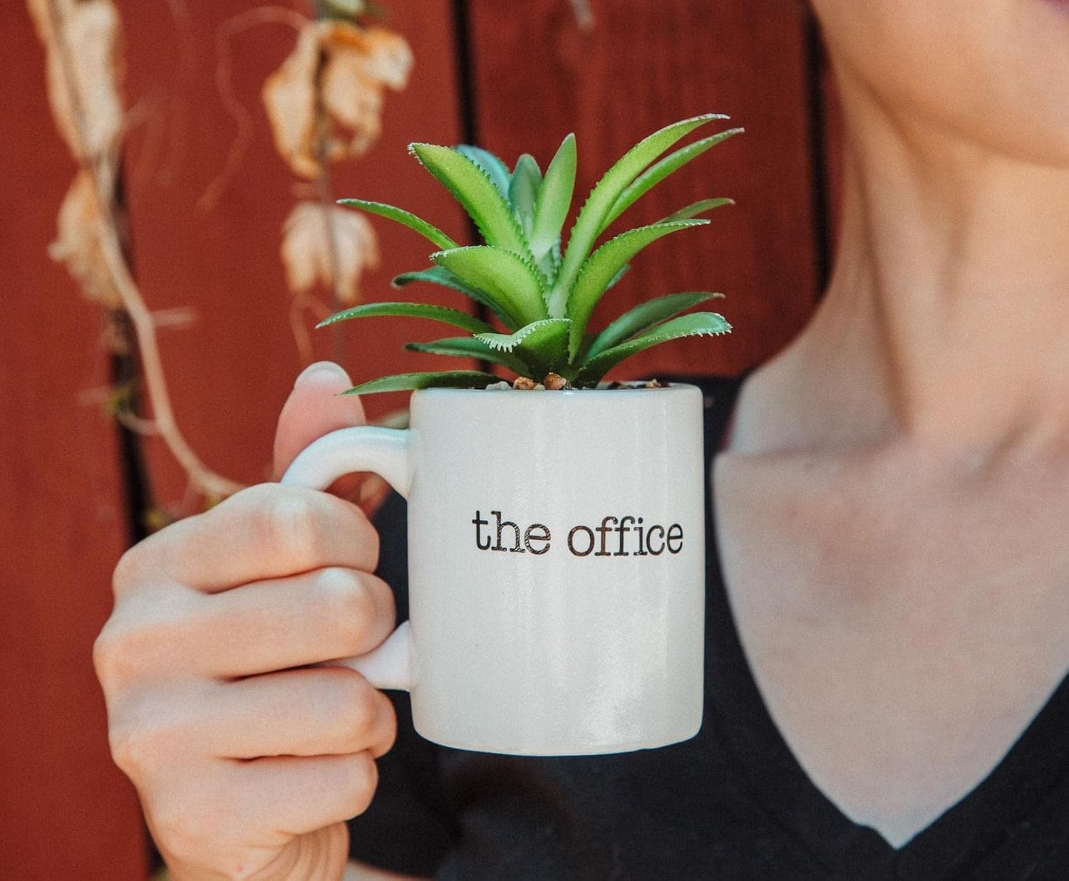 The Office Worlds Best Boss Decorative Artificial Faux Greenery Plant in Ceramic