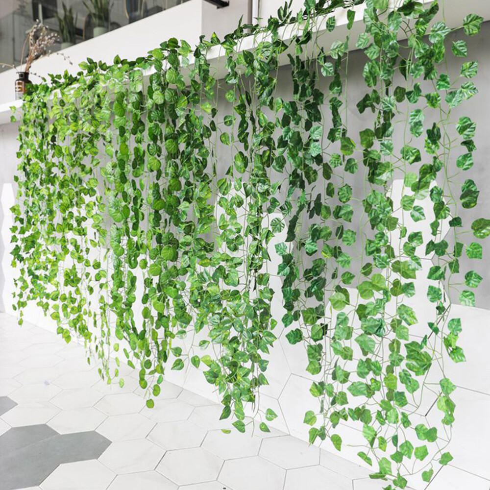 12 Pcs Decoration for Vines Fake Plants Green Leaves Office