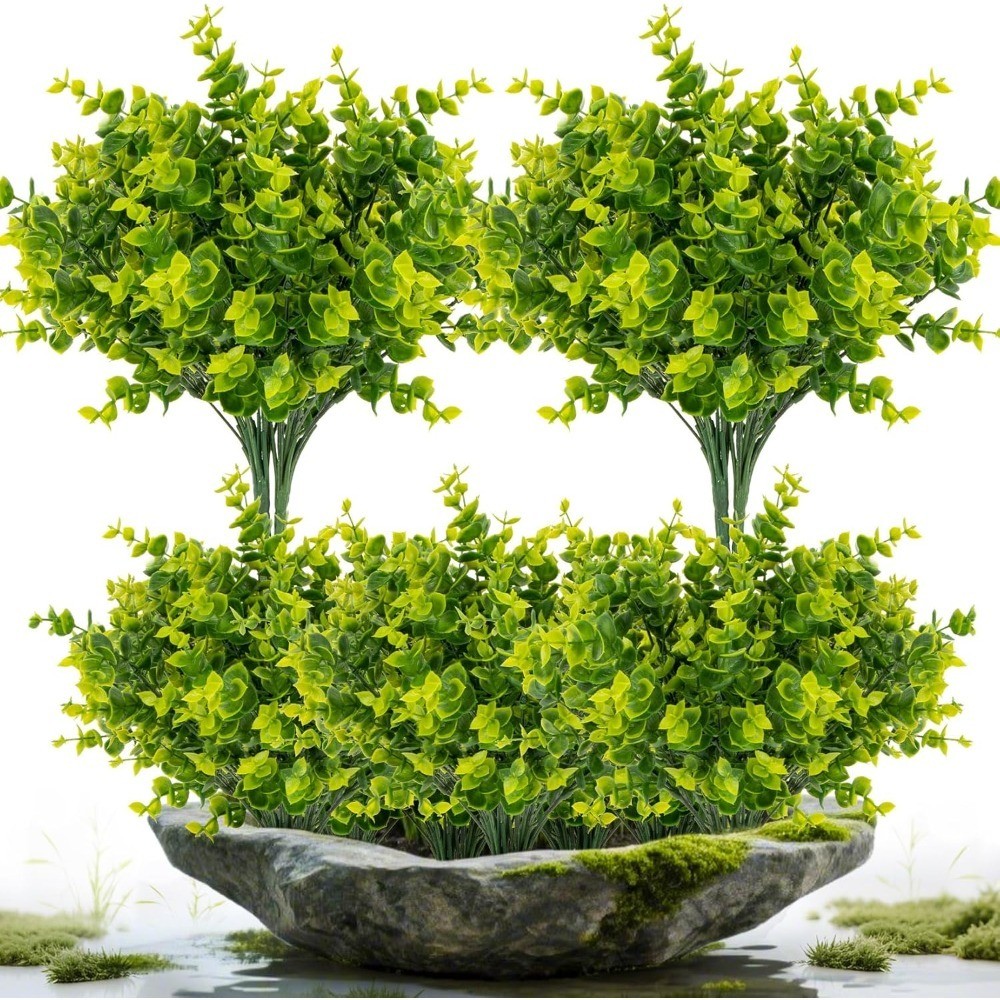 Artificial Eucalyptus Stems Fake Faux Plants Realistic Green Leaves Shapeable