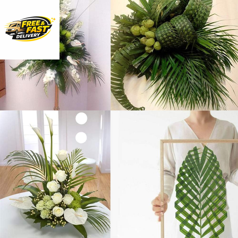 Artificial Areca Palm Leaves, 8 Pcs Faux Tropical Palm Tree Leaves
