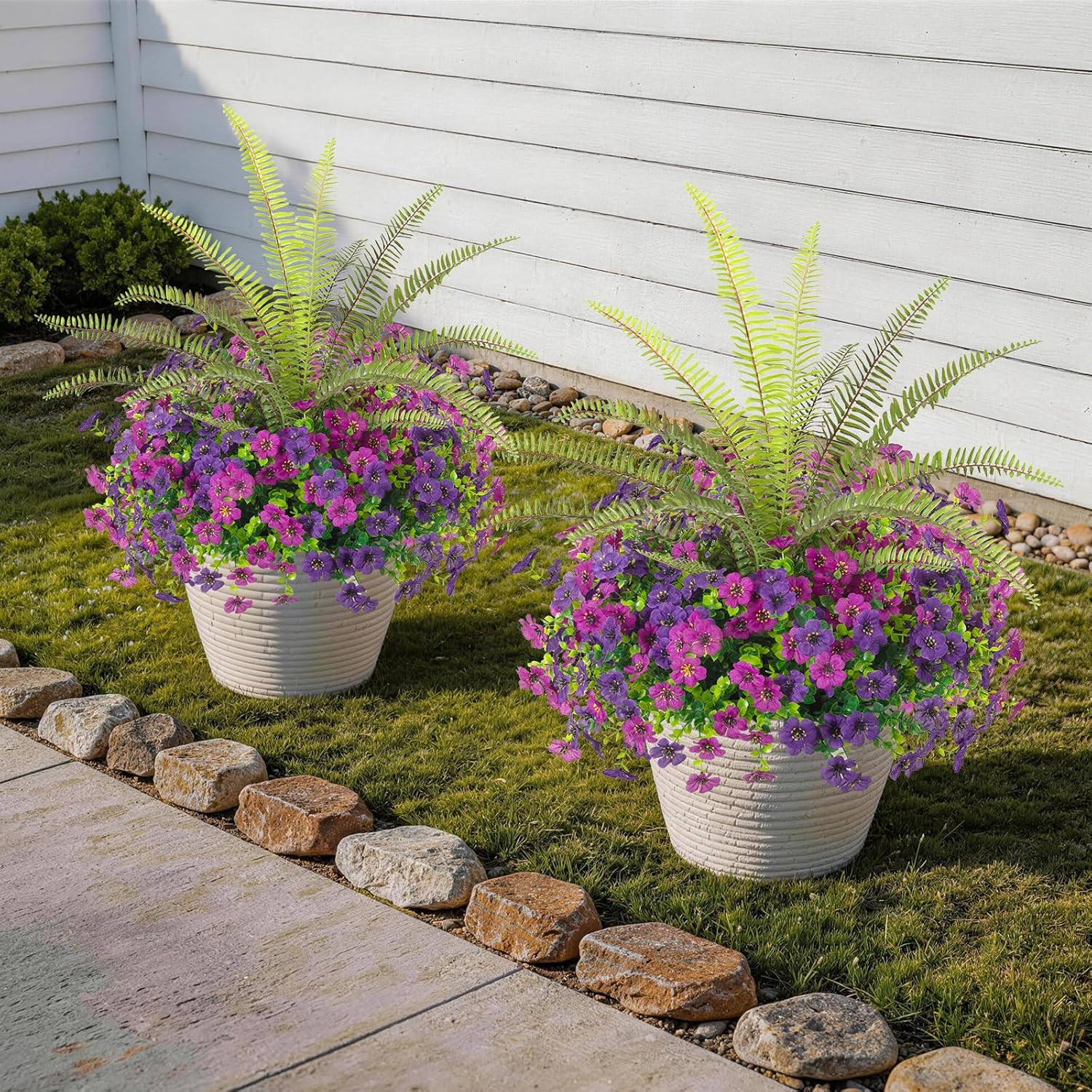 Artificial Flowers for Outdoors UV Resistant Spring Summer Decoration, 13 Bundle