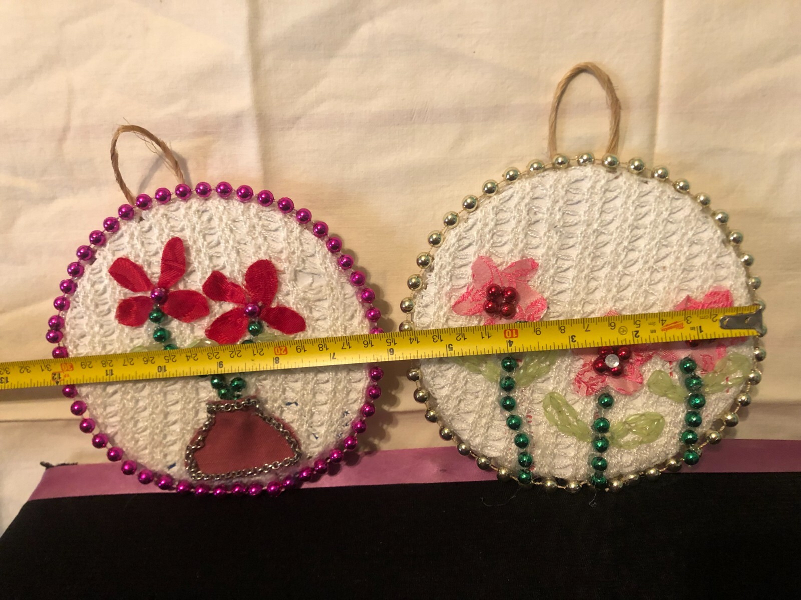 6″ Hand made flower wall décor set of 2 t