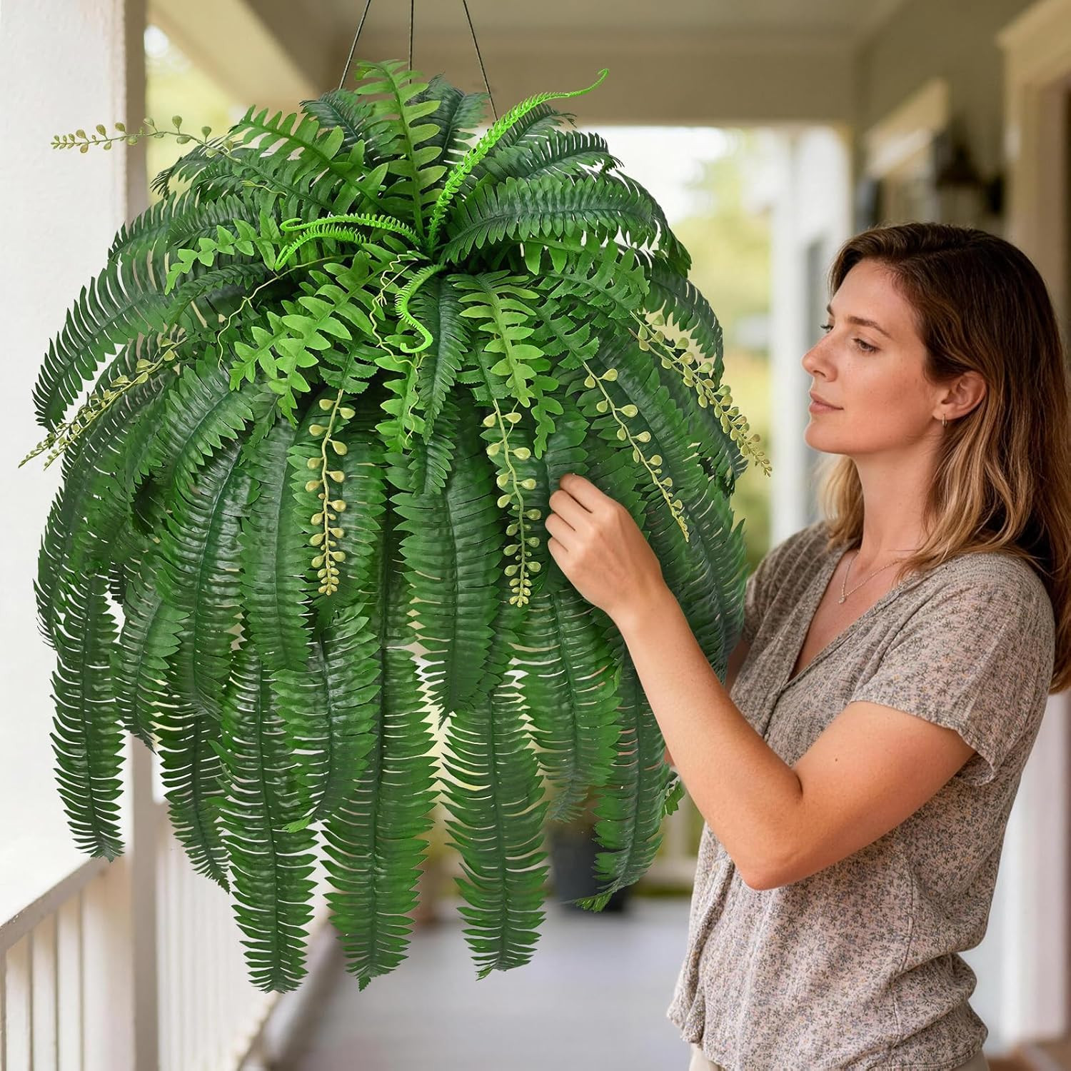 2 Pcs 67″ Fake Ferns Large Artificial Plants Outdoor, Artificial Ferns for Outdo