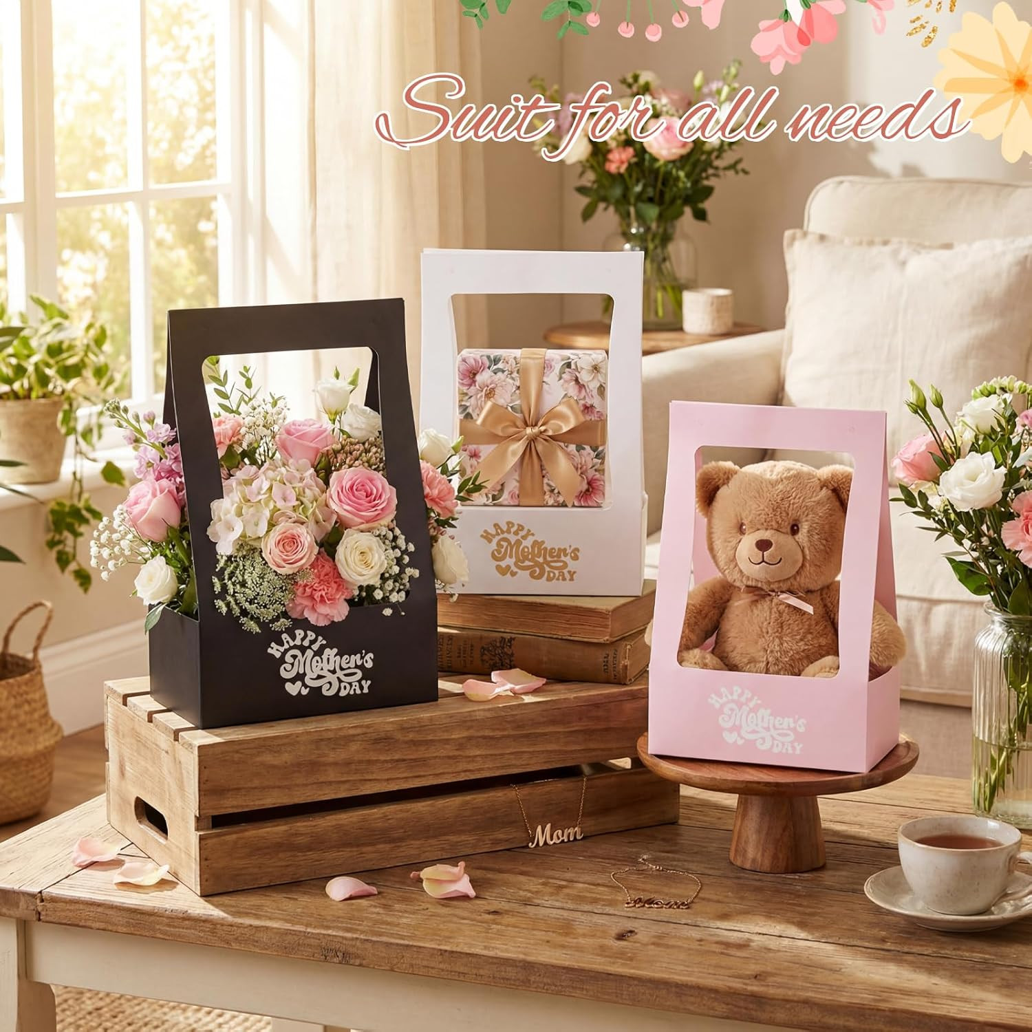 30 Pcs Mother’S Day Flower Box for Arrangement Bouquet Bags for Flowers Gift Bag