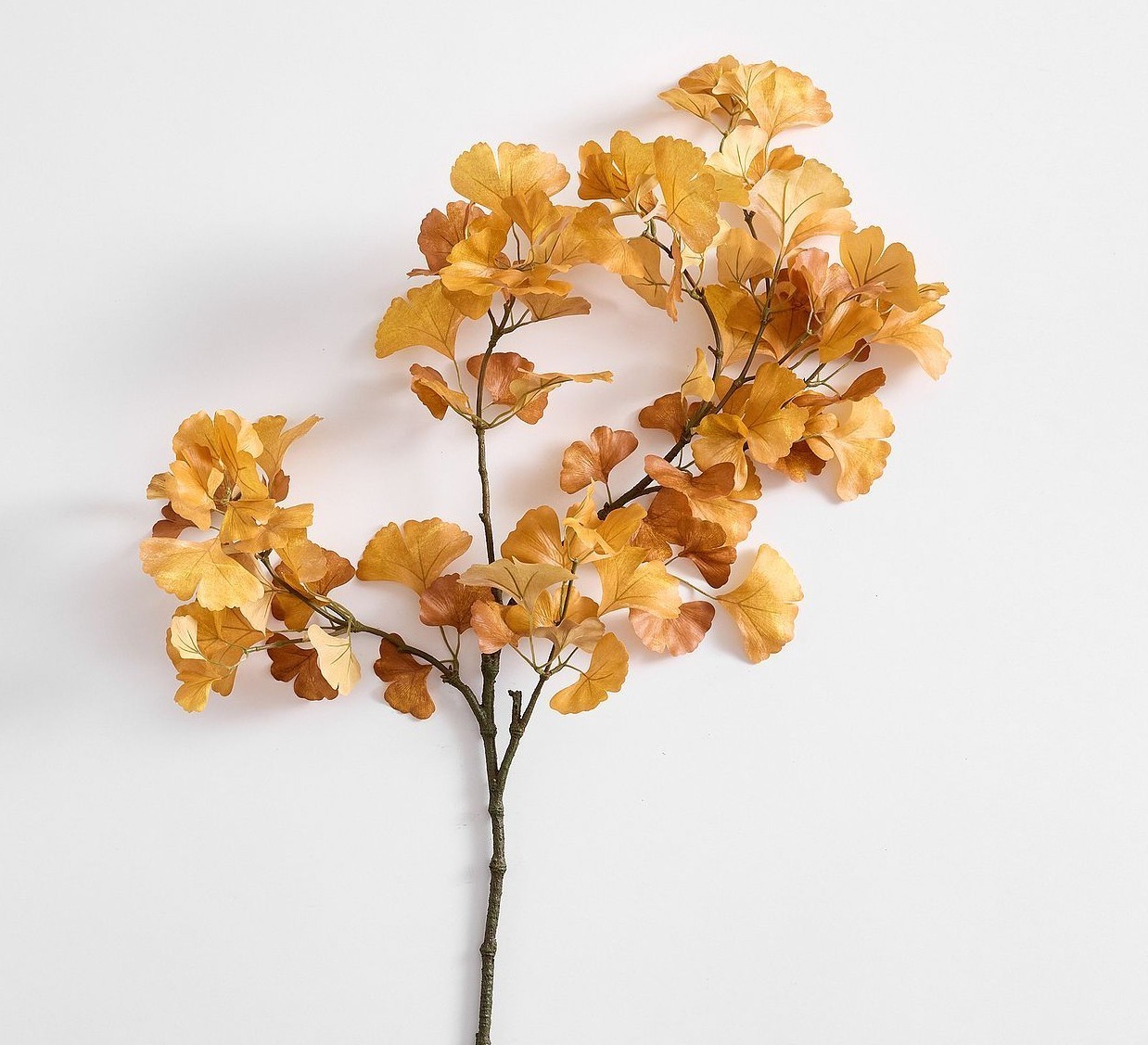 NEW Pottery Barn Faux Golden Fall Autumn Ginko Branches Leaves Stems NWT