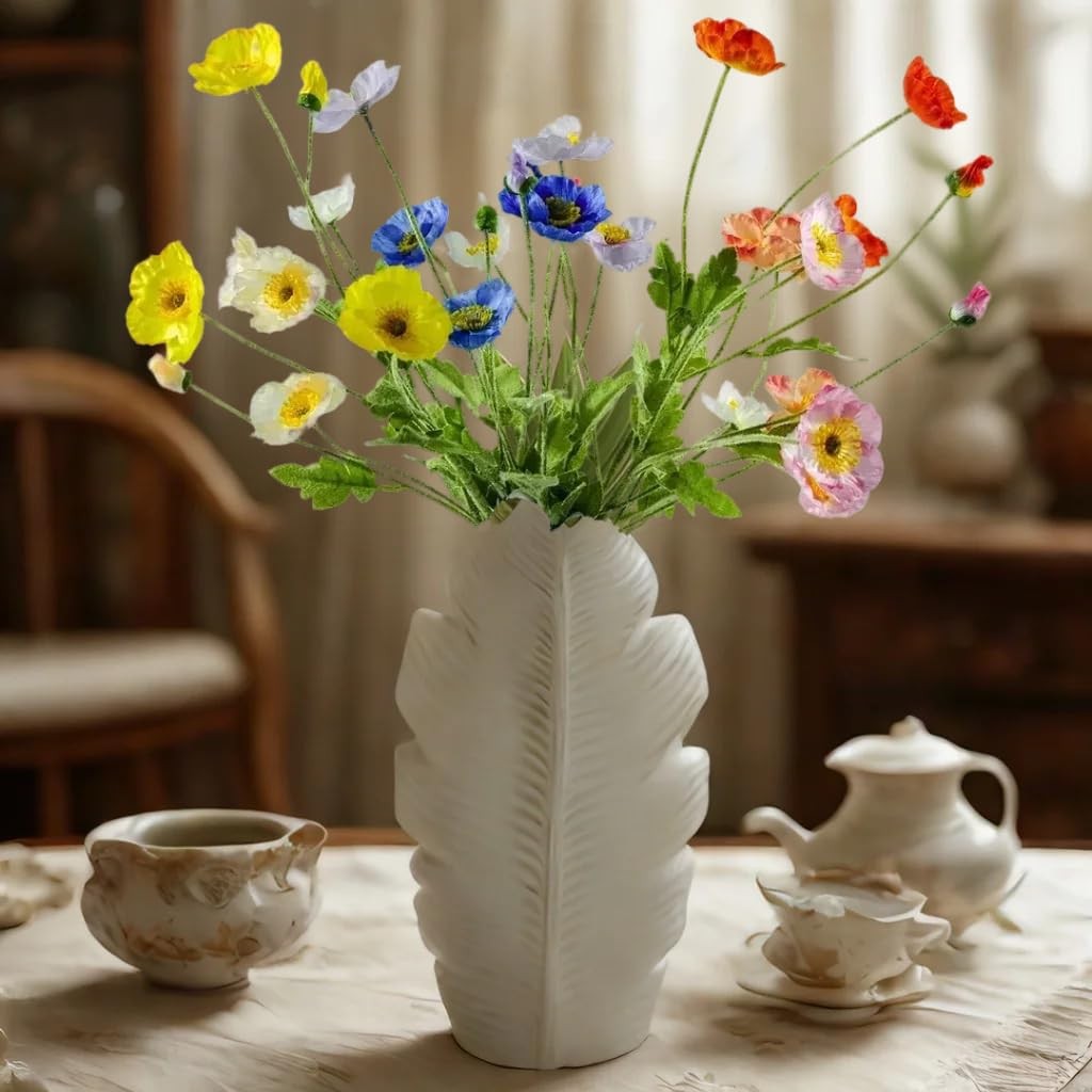 Kabcxci Artificial Poppy Flowers8 Pcs Fake Silk Flowers for Home DecorWedding…