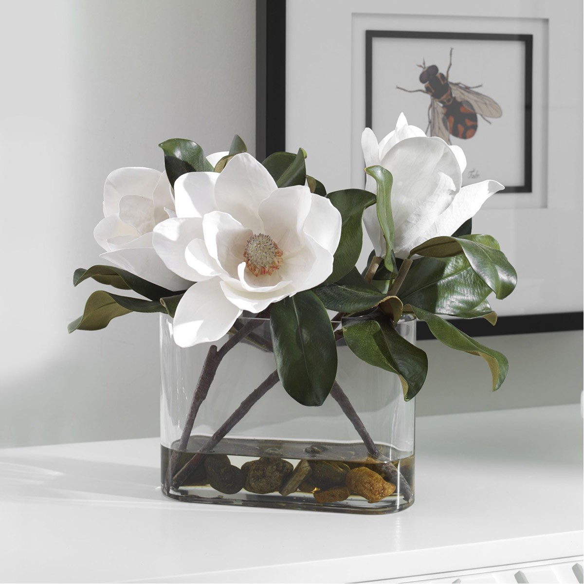 Uttermost 60186 Middleton White Magnolia Blooms Flower Centerpiece
