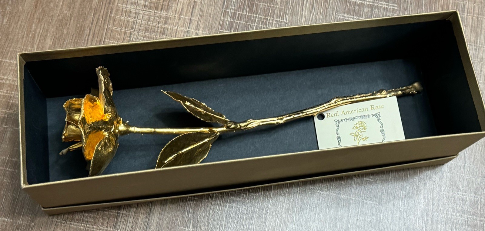 24k Rose Co Gold Dipped Rose Semi Open Bud In Box