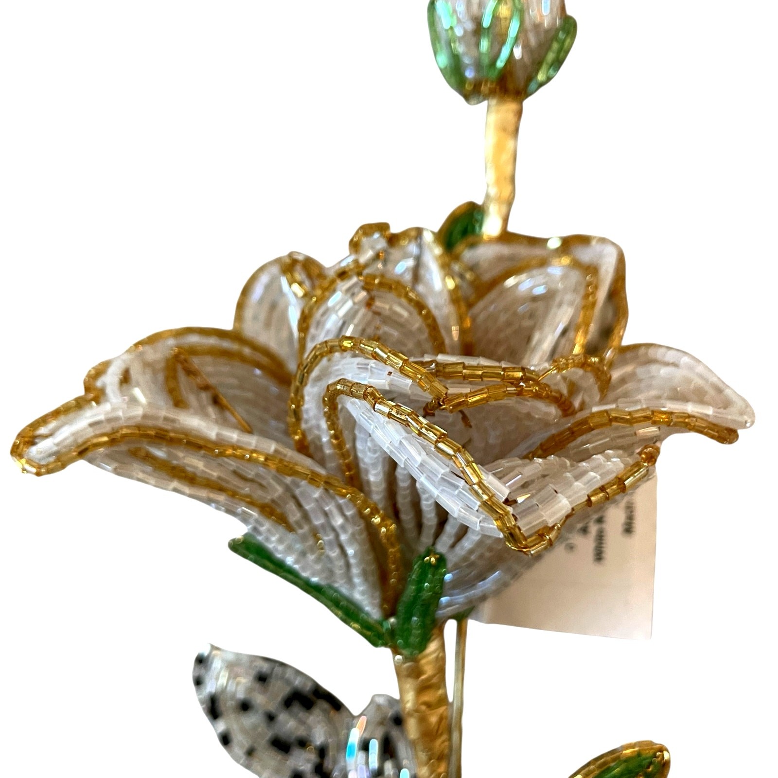 Brand New Mackenzie-Childs White Rose Beaded Stems, Set of 4