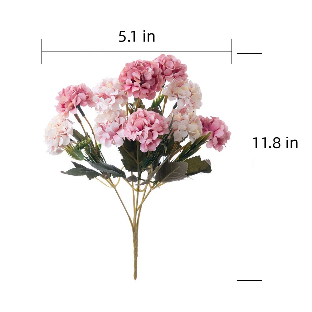 4Pack Artificial Hydrangea Flowers Silk Bouquet 10 Heads Each Wedding Home Decor