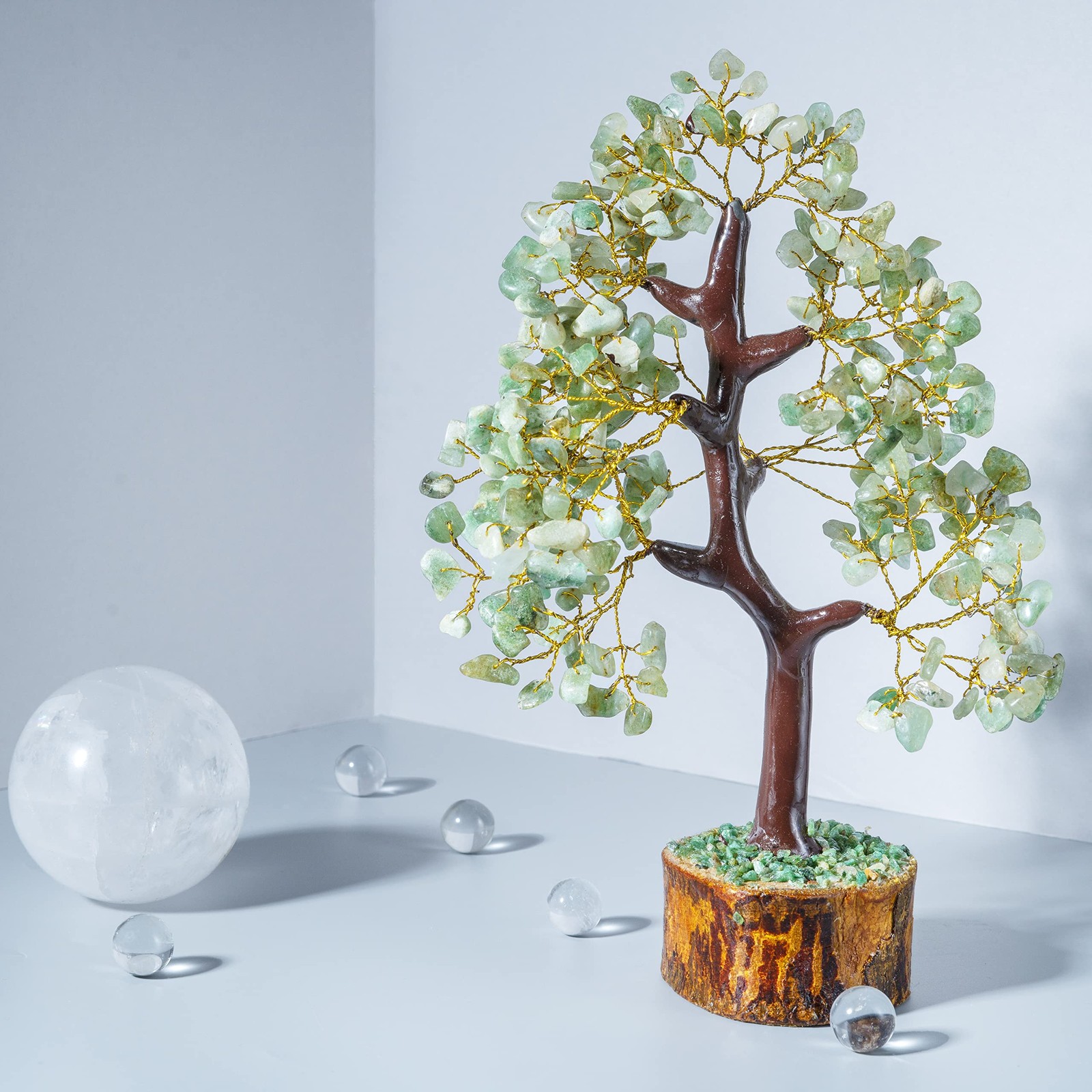 ® Green Jade Crystal Tree of Life with Bracelet & 2 Pendants Feng Shui Gem Tr…