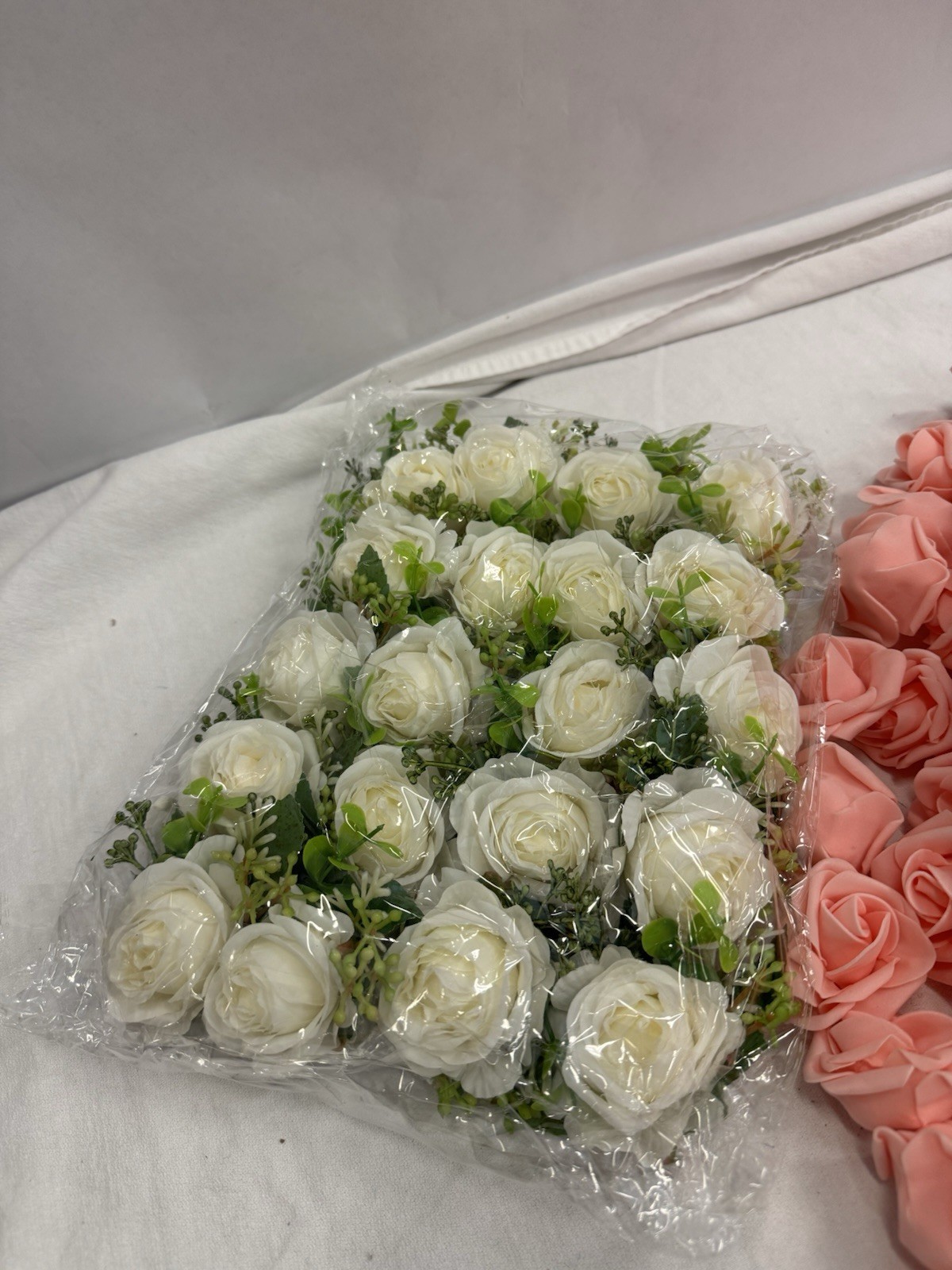 192 Peach Artificial Fake Roses & 20 White Pin on Roses