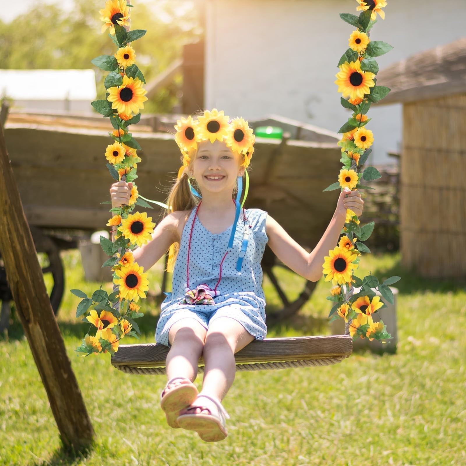 6 Pack Artificial Sunflower Garland 7.22ft Silk Sunflower Vines Artificial Flowe