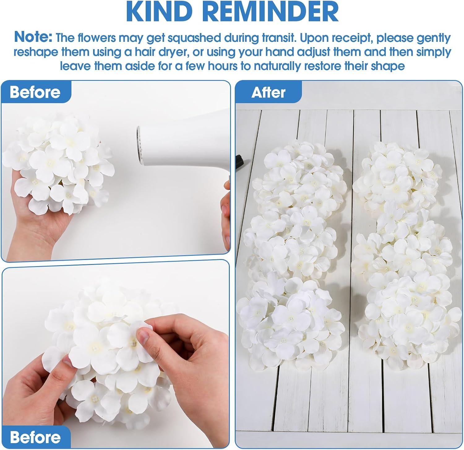 210PCS Hydrangea Artificial Flowers Silk Fake Flowers with Stems for Mother’S Da