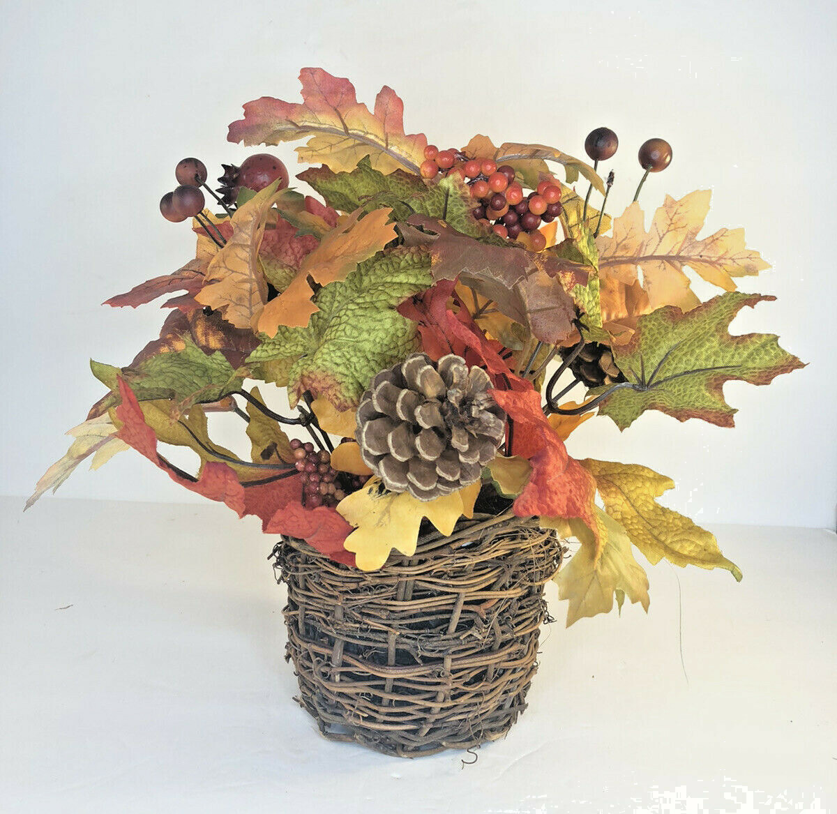 Fall Artificial Flower Leaf Autumn Centerpiece Orange Yellow Arrangement 13×12