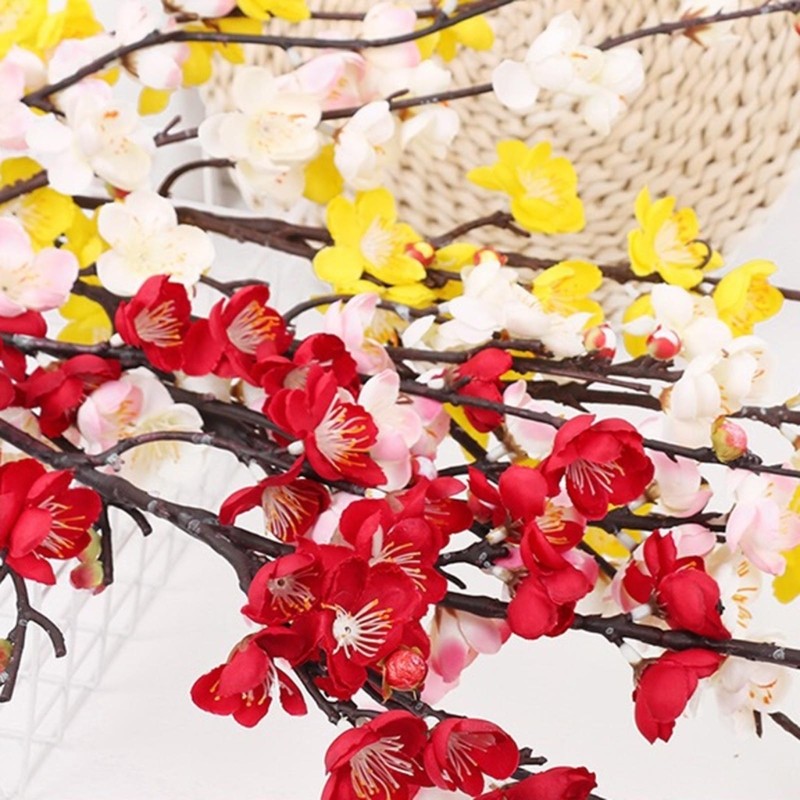 Chinese Artificial Plum Blossom Bonsai Silk Flowers for New Year Wedding Decor