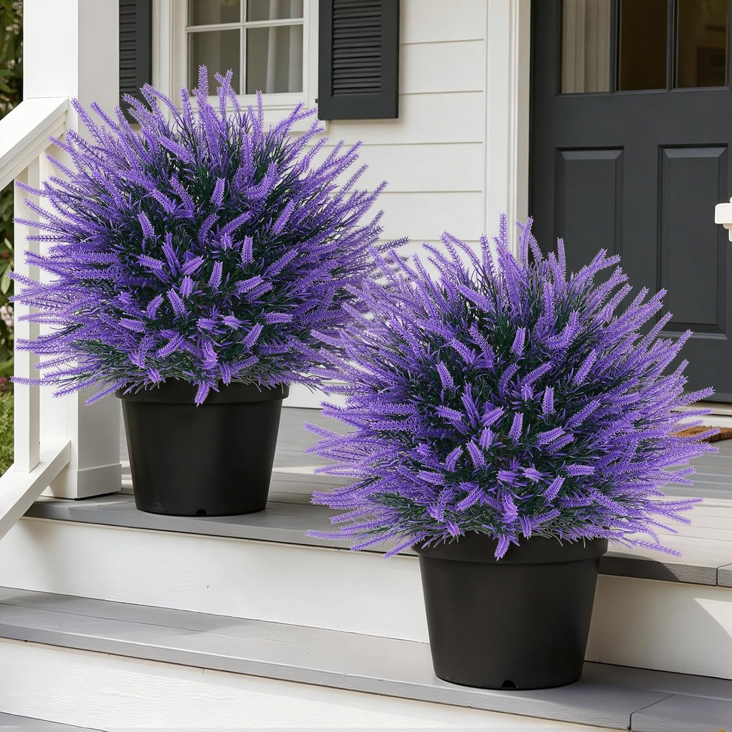 2 Pack UV Resistant Artificial Lavender Topiary Balls for Easy Outdoor Decor