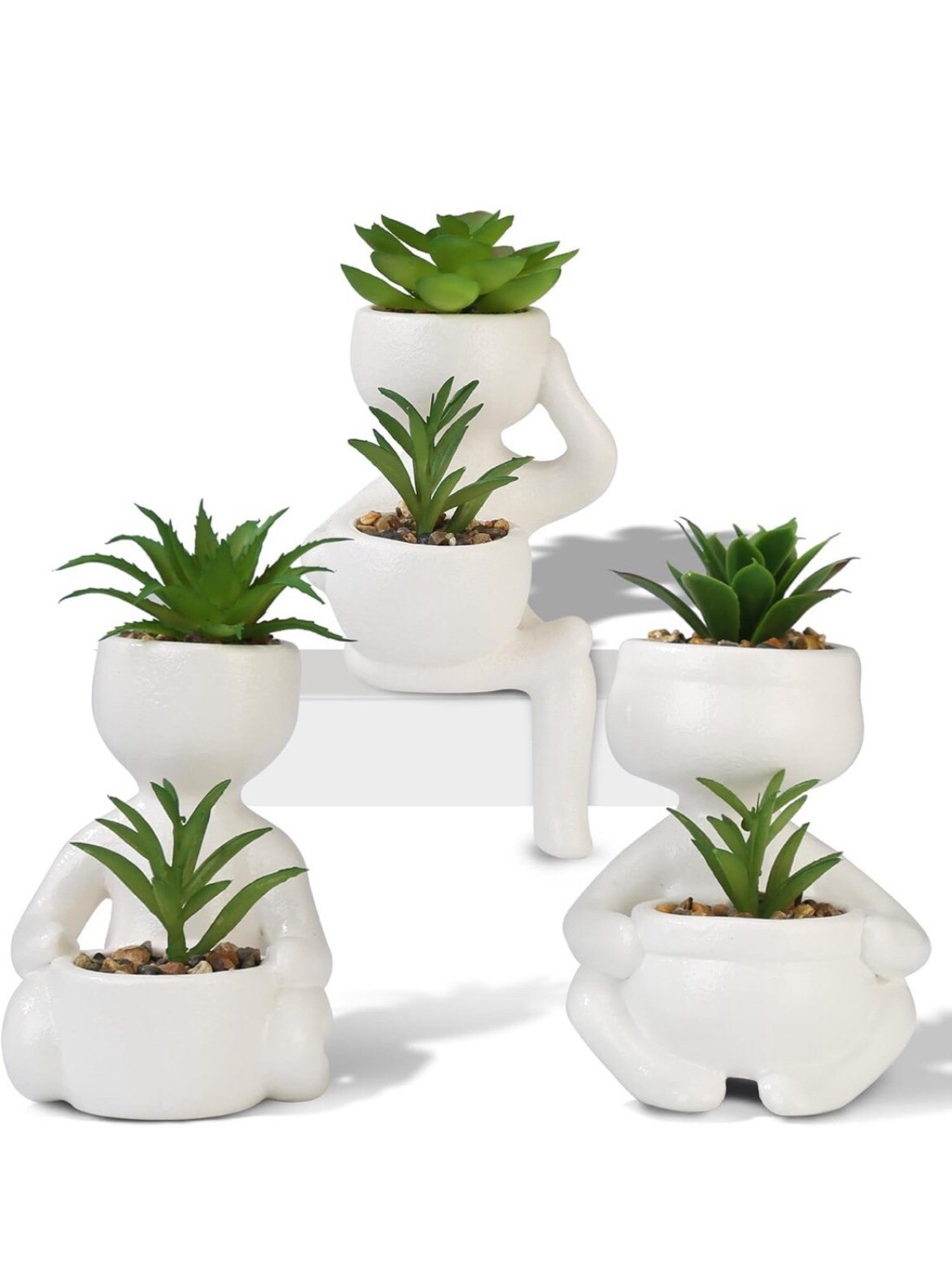 3pcs Artificial Succulents Plants Green Fake Succulents for Decor Realistic M…