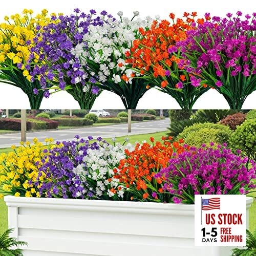 20pcs Artificial Fake Flowers,Plastic Flowers for Outdoor 20 PCS Mix Color