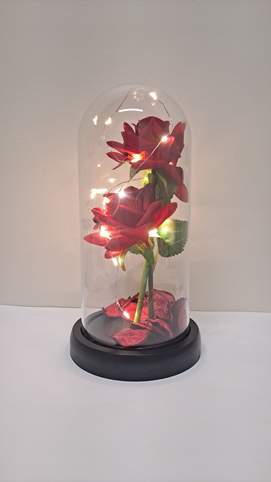 Preserved Eternal Rose Dome with LED lights Birthday Valentines Day Gif