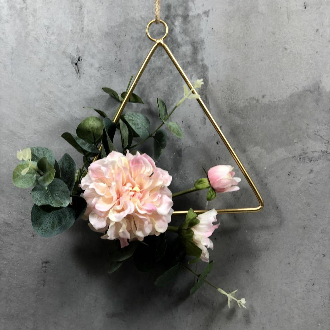 Floral Hoop Wreath Rose Flower Leaves Metal Hoop Ring Garland Wedding Home Decor