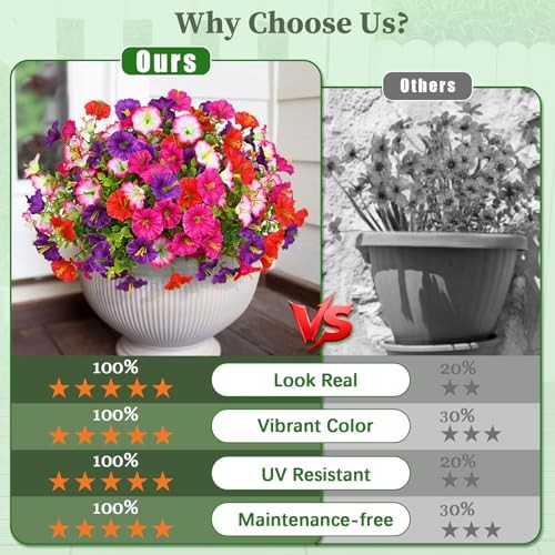 Look Real Artificial 12 Bundles Mix Colors (Fuchsia, Purple, Red, Pink)