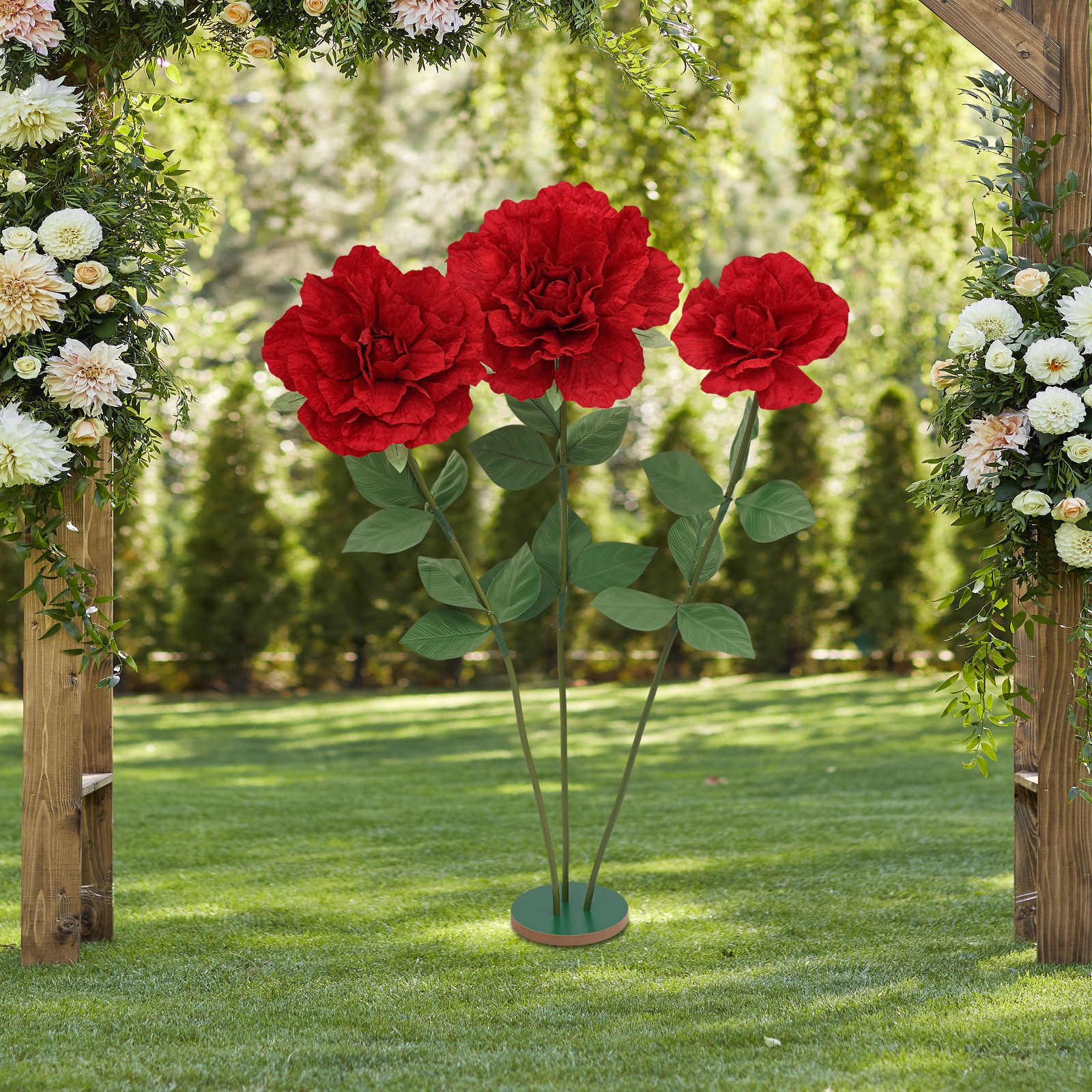 Giant Red Rose Huge Artificial Flower Jumbo Props 55″, Roadway Wedding stand