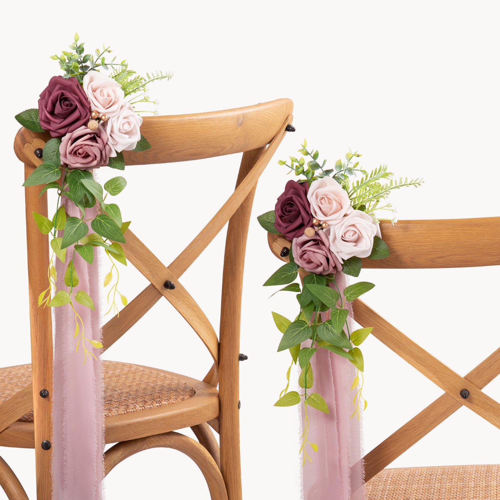 Wedding Aisle Decorations Mauve Pew Flowers Set of 10