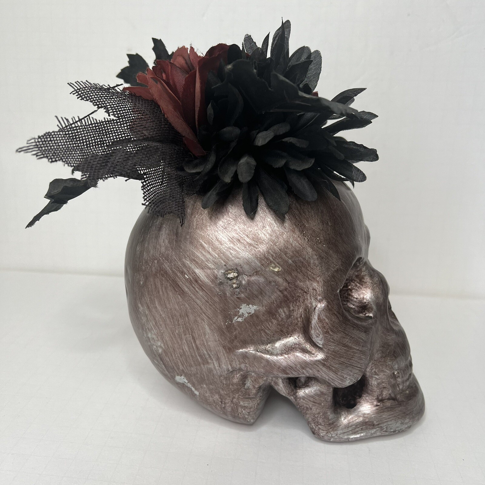 Skull Wicked Garden Halloween Decorations Goth Decor Party Flower Arrangement