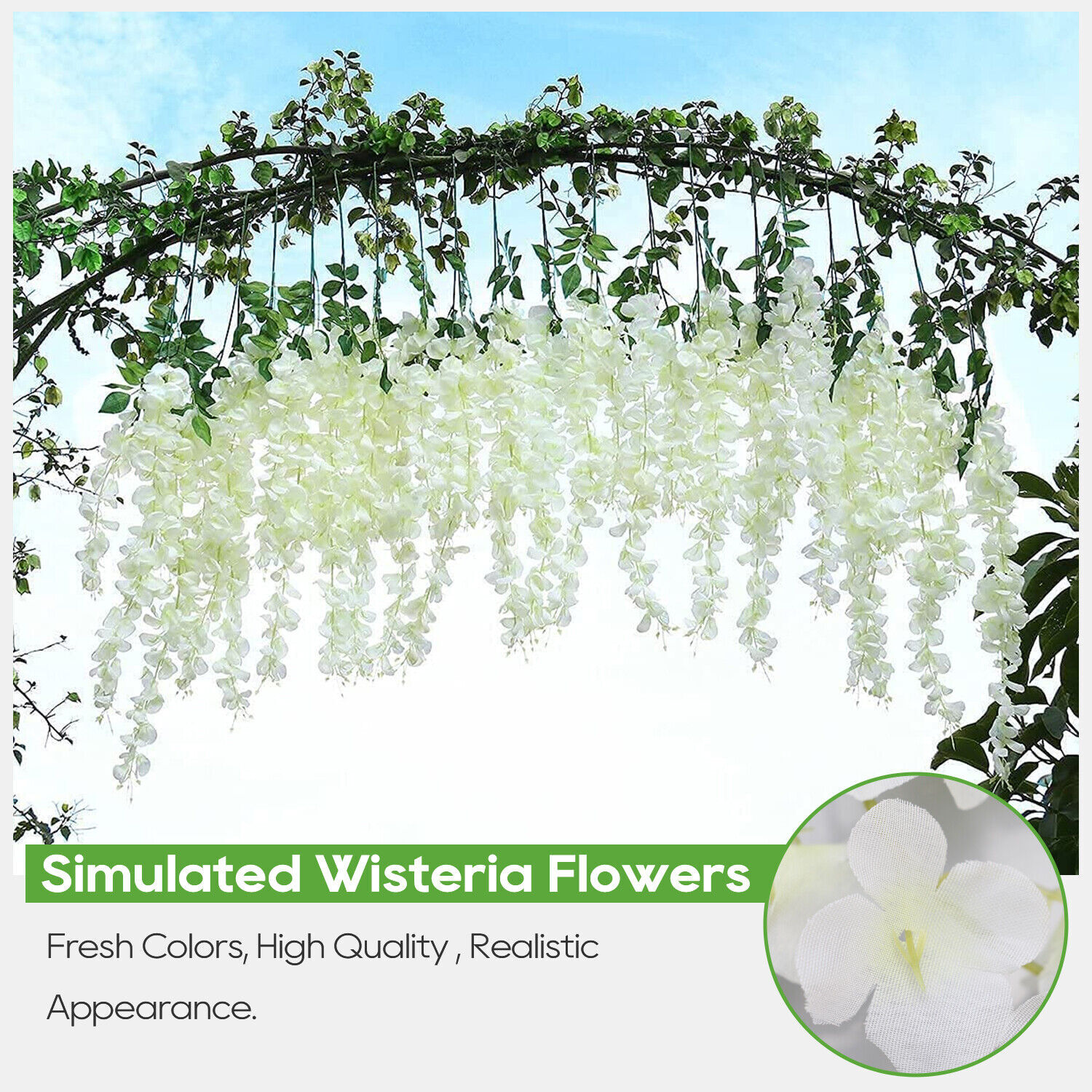 24PCS Artificial Wisteria Vine Garland Fake Flower Garden Wedding Hanging Decor