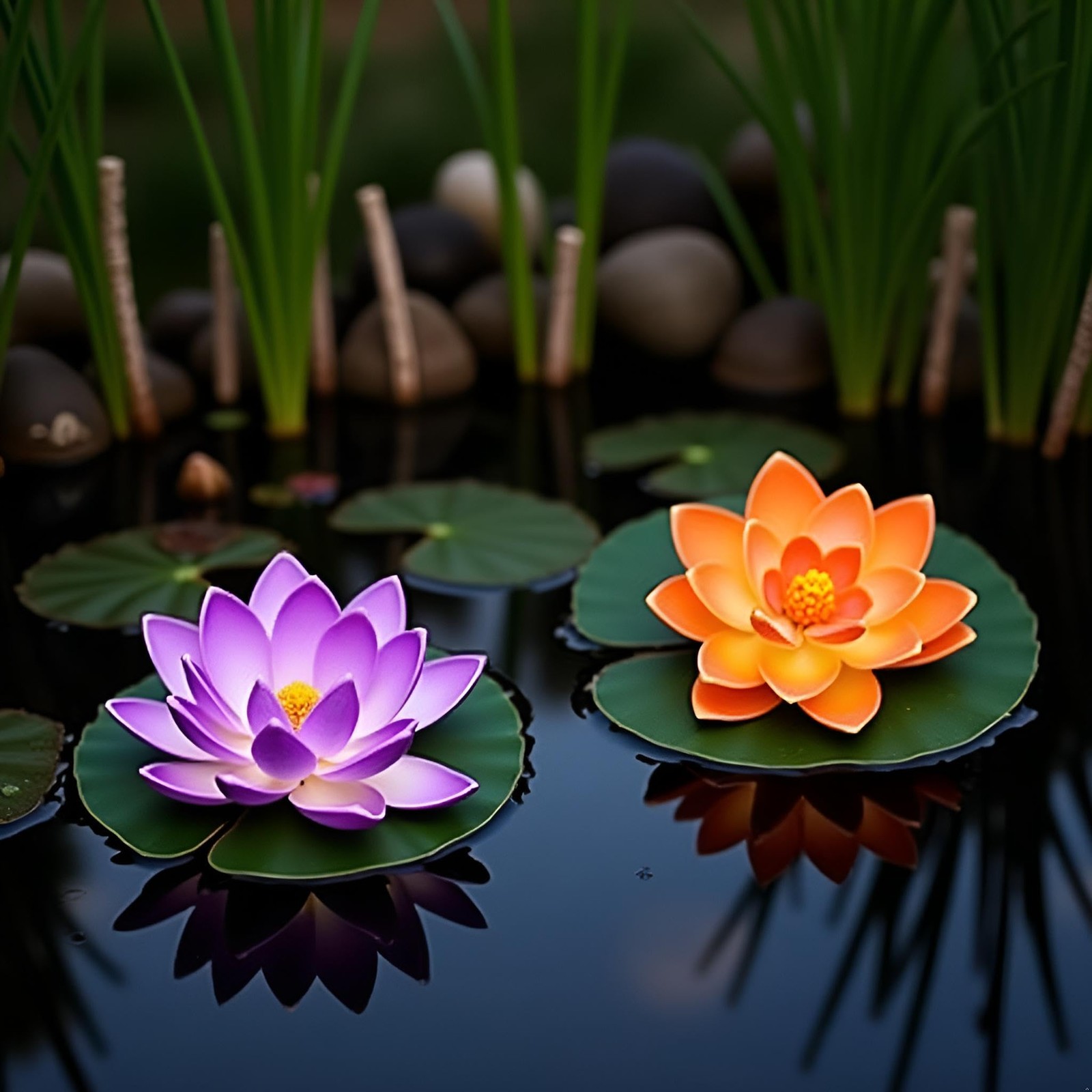 4 Pcs Artificial Water Lily Foam Lotus Flower Pond Decor for Pond Patio Garde…