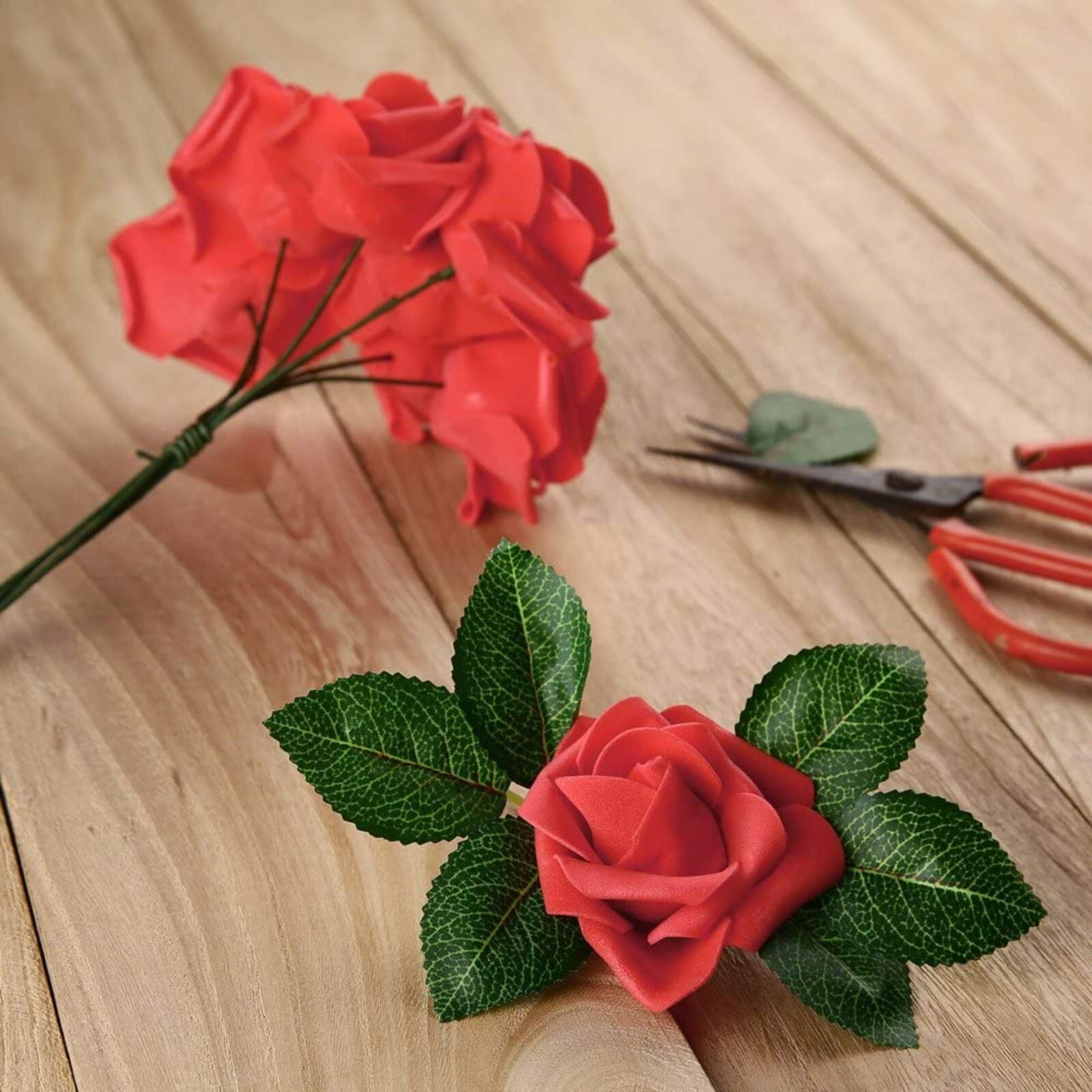 Artificial Rose Flowers 50pcs Red Fake Roses Artificial Foam Roses Real Looking