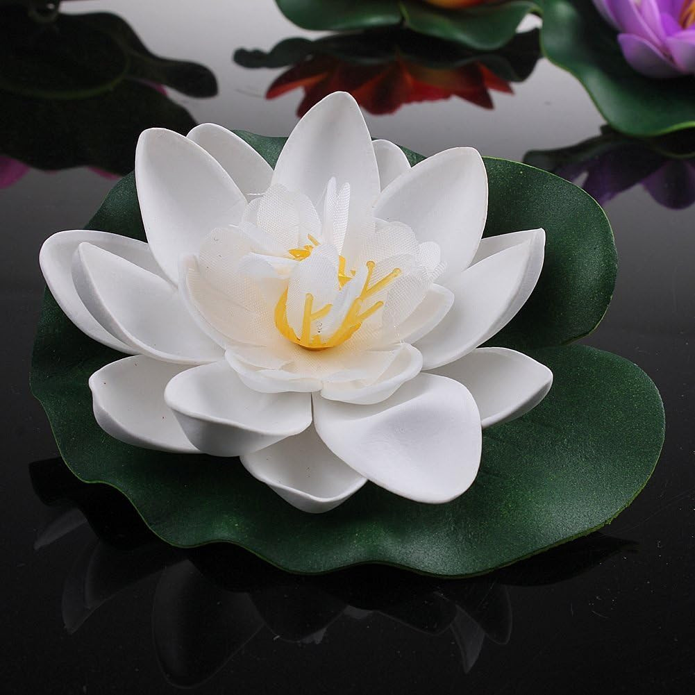 Set of 4 Different Color Artificial Floating Foam Lotus Flower Water Lily for Ho