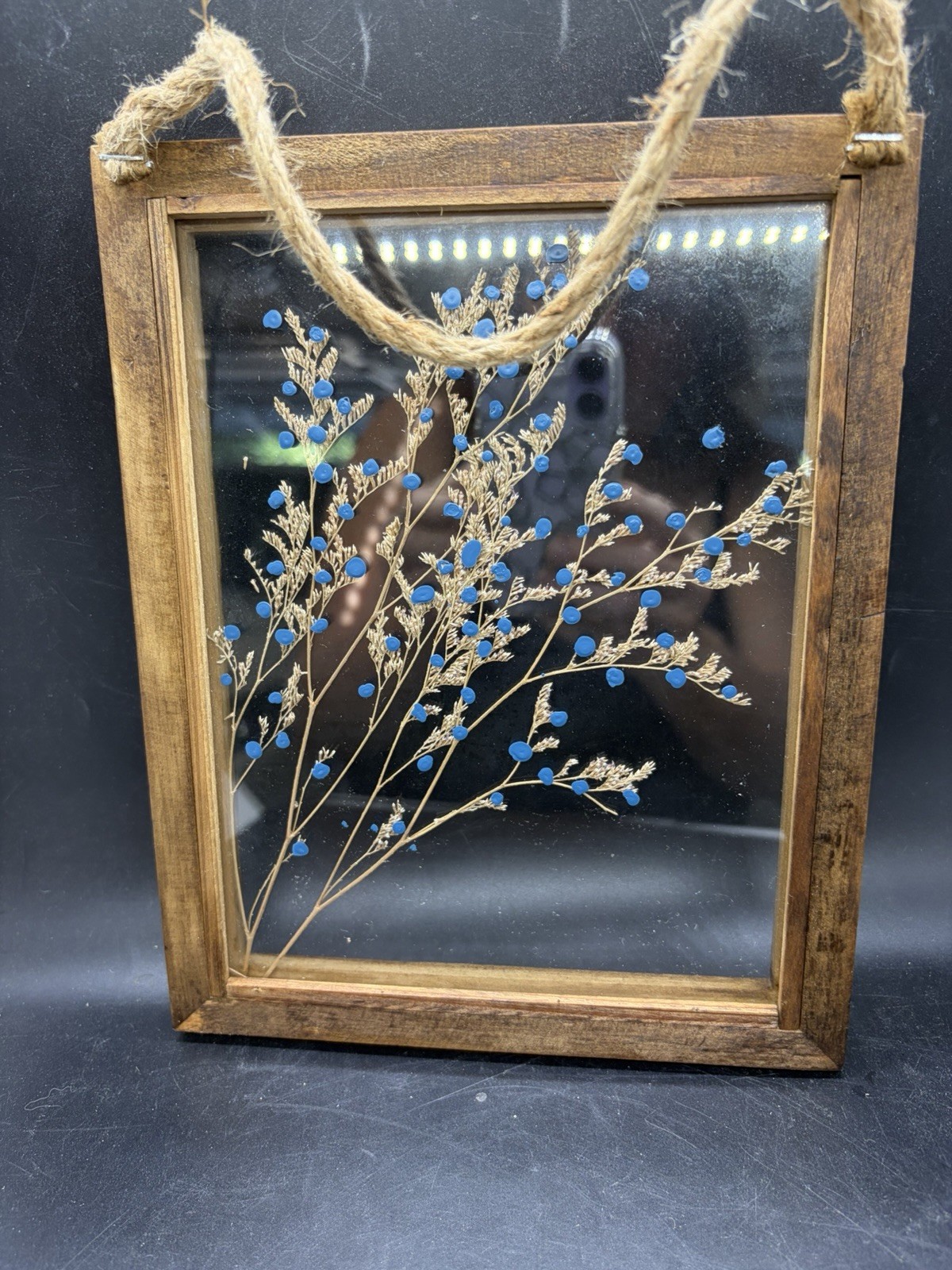 Pressed Dried Flowers in Double Glass Floating Wood Frame