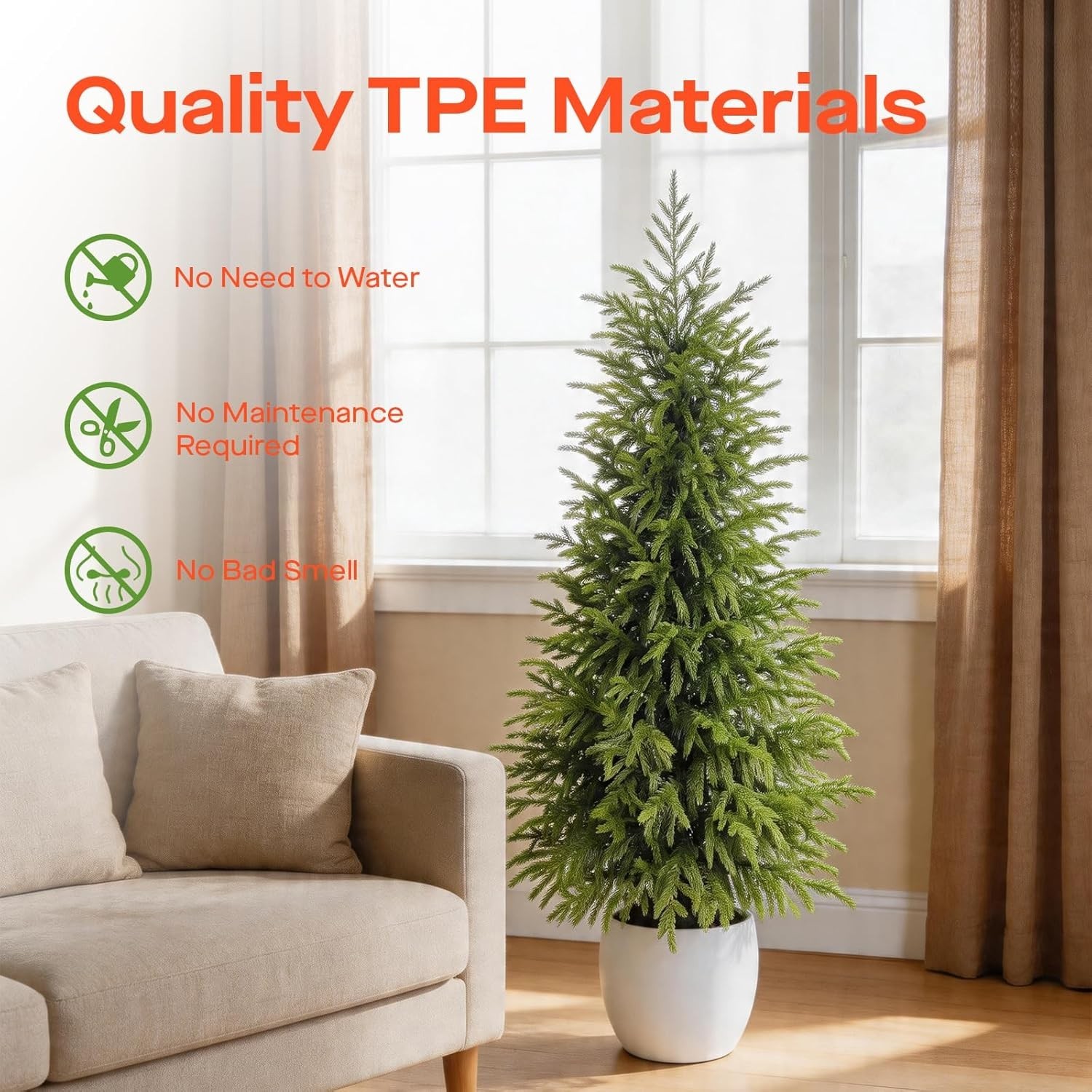 3FT Potted Outdoor Topiary Set of 2, UV Resistant Artificial Outdoor Plants w…