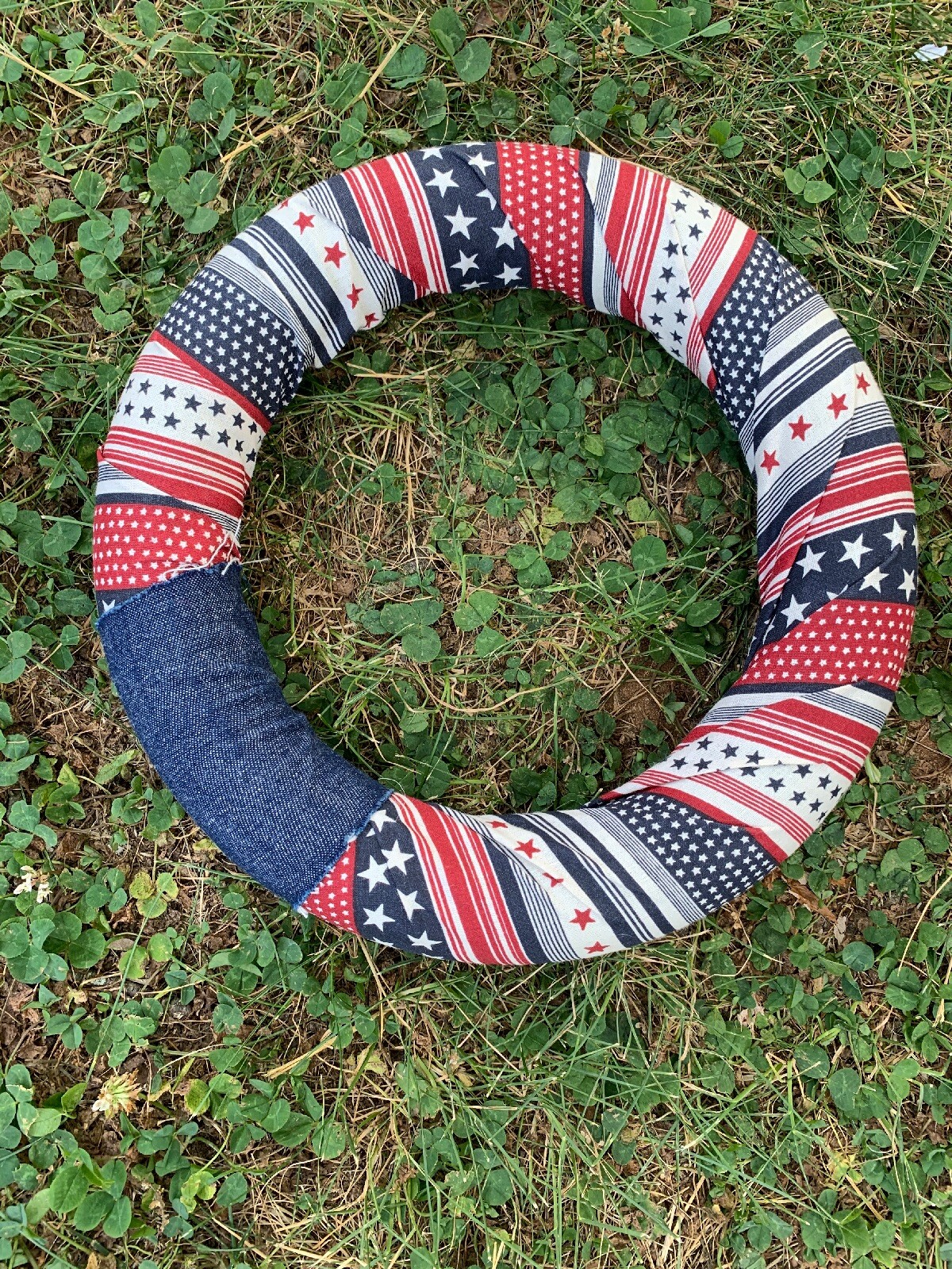 Vintage Handmade PATRIOTIC USA FLAG 4th of July Door Wall Wreath Art 10″❤️ sj17j