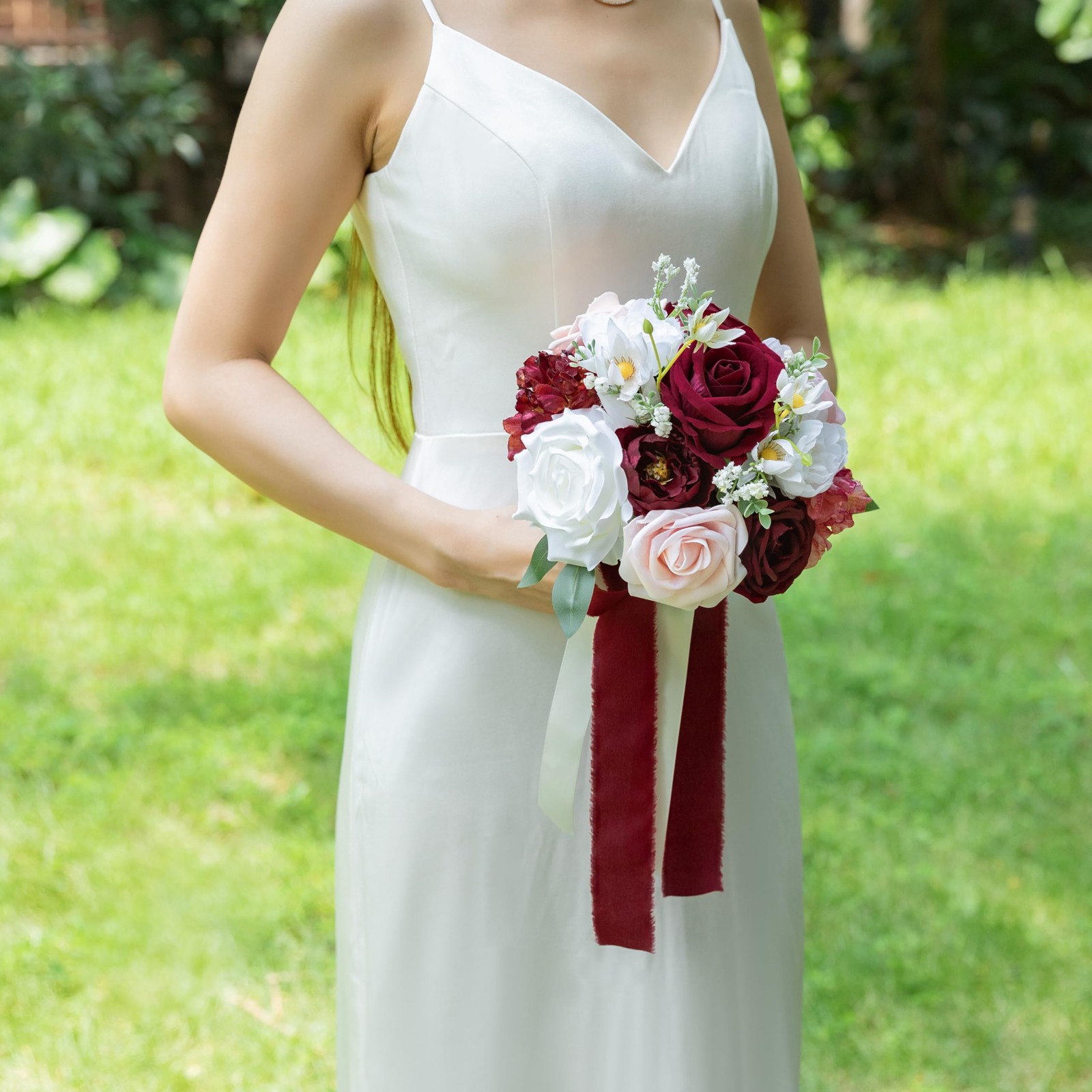 Burgundy, Blush Wedding Bouquet, Bride, Bridesmaid, Artificial Prom Flowers